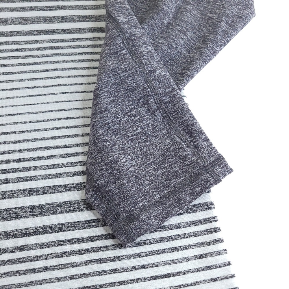 Lululemon Shirt Mens XL Gray White Striped Quarter Zip Raglan Sleeve Pullover - Picture 4 of 9